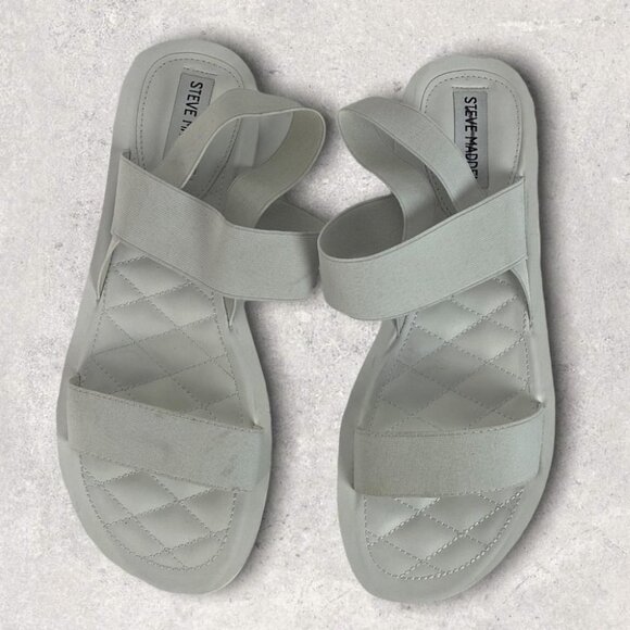 Steve Madden Rafa Sandals White Size 9.5 Nordstrom Slip On Elastic Strap Shoes - Picture 6 of 8